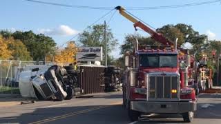 Flipped over semi snarls traffic in Kalamazoo [upl. by Siravat]