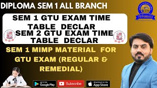 DIPLOMA SEM 1 GTU EXAM TIME TABLE DECLARE  REGULAR amp REMEDIAL  SEM 2 GTU EXAM TIME TABLE DECLARE [upl. by Georgetta49]