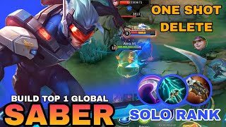 SABER BEST ONE SHOT BUILD 2024  SOLO RANK SABER GAMEPLAY  MOBILE LEGENDS [upl. by Weiman]