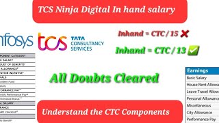 Understand TCS Digital In Hand Salary amp Various Components of CTC in IT Companies [upl. by Ahsinek]