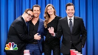 Flip Cup with Gisele Bundchen and Matthew McConaughey Late Night with Jimmy Fallon [upl. by Avik]