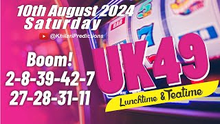 10th August 2024 Lucky Numbers for  Uk49s Lunchtime Prediction  Saturday Lucky Numbers [upl. by Jacki]