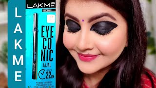 Lakme eyeconic kajal review how to apply kajal in different ways RARA  deep dark black kajal [upl. by Deehsar]