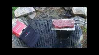 Folding Firebox Stove Steak amp Potato [upl. by Nahem]