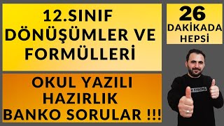 12Sınıf Dönüşüm Formülleri EZBERSİZ TEK VİDEO 26 DAKİKADA HALLET  12Sınıf Yazılı 2023 [upl. by Stacia791]