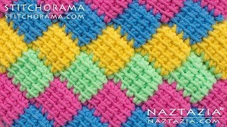 HOW to CROCHET ENTRELAC  Tunisian Interlaced Patchwork Diamonds Entrelec by Naztazia [upl. by Nador]