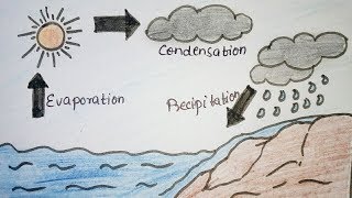 How to draw Water Cycle  School project drawing  Art [upl. by Eugilegna473]