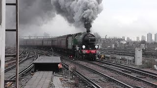 LNER B1 61306 Mayflower erupts through Clapham Junction on The Cathedrals Express 140215 [upl. by Eiramacissej]