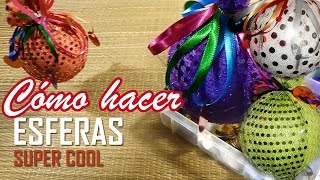 ESFERAS NAVIDEÑAS DE COLORES con tela de lentejuela DIY [upl. by Vasily]