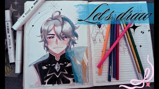 Draw Alhaitham Like a Pro 🎨 Genshin Impact Tutorial 🌱 [upl. by Annekim]