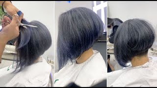 Fix a Bad Bob Hair cut  Beauty amp Perfect Asymmetric Bob HairCut with Garaduation [upl. by Arabel817]