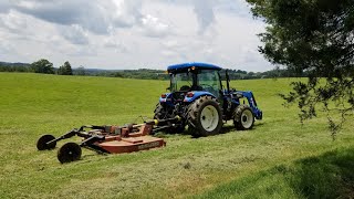 New holland workmaster 75 mowing with bush hog 3008 rotary cutter [upl. by Chuck]