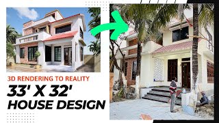 33 x 32 Village housebungalow design  2200 sqft house design 2200 square feet में नक्शा । [upl. by Anelhtak216]