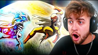 Reacting to SAITAMA vs COSMIC GAROU Full Fight Animation [upl. by Adnauqal]