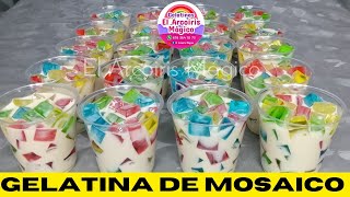 Como hacer gelatina de mosaico en vasito  3 leches  quedan super cremositas [upl. by Kurzawa]