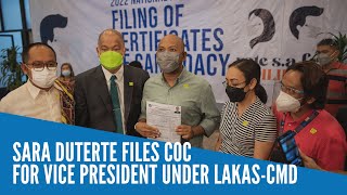 Sara Duterte files COC for vice president under LakasCMD [upl. by Lavotsirc]