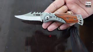 Foldable knife for pocket  Wooden and steel knife unboxing [upl. by Yonina]