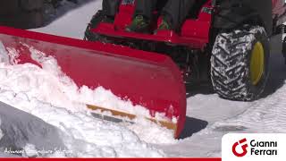 Gianni Ferrari Turbo Z 440D zero turn ZTR diesel doing snow clearance with snow blade [upl. by Enael]