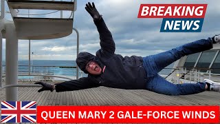 QUEEN MARY 2 GALEFORCE WINDS ACROSS THE NORTH ATLANTIC  BE CAREFUL [upl. by Melamie]