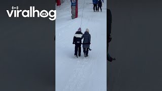 Taking A Ski Lift With No Skis  ViralHog [upl. by Worthy]