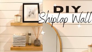 DIY Shiplap Accent Wall  Small Bathroom Transformation  How to Make a Shiplap Accent Wall [upl. by Pendergast]