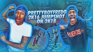 Using Prettyboyfredo NBA 2K16 Jumpshot On NBA 2K18 THIS JUMPSHOT IS SO CONSISTENT  NBA 2K18 MYPARK [upl. by Bower]