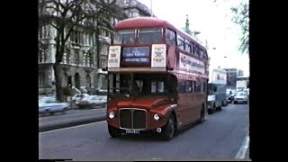 London Transport Buses 1987Routemasters Along The Embankment Route 109 amp Original Sightseeing Tour [upl. by Fineberg]