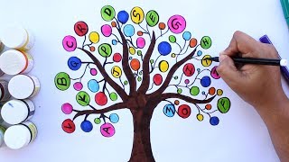 How To Draw Alphabet Tree For Kids  Children To Learn Alphabets  Educational Video For Toddlers [upl. by Eserehs]