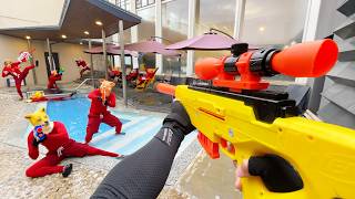 Nerf War  Amusement Park Battle 55 Nerf First Person Shooter [upl. by Tseng]