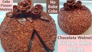 Chocolate Fridge Cake Recipe  Eggless Chocolate Cake Without Oven  No Bake Cake With Cake Flowers [upl. by Urbanna]