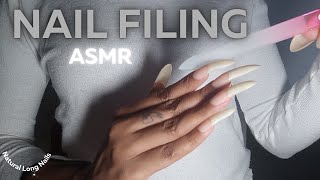 ASMR  Nail Filing  Sharpening my Long natural nails [upl. by Aida]