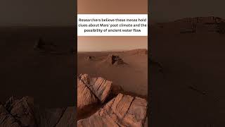 Wind carved Martian mesas dominate the landscape hinting at a long history of geological processes [upl. by Ayaj]