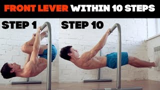 FRONT LEVER ALL STEPS OF PROGRESSION [upl. by Aerdma]