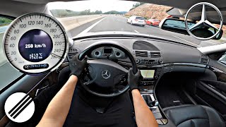 MercedesBenz EClass E500 W211 TOP SPEED DRIVE ON GERMAN AUTOBAHN 🏎 [upl. by Dud321]