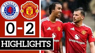 Rangers Vs Man United 02 Highlights  Leny Yoro Debut  Amad Diallo Goal  PreSeason 2024 [upl. by Jdavie367]