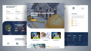 Responsive Construction Website  HTML CSS amp JS [upl. by Decima]