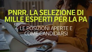 Pnrr servono mille esperti nella pubblica amministrazione come candidarsi [upl. by Ecidnac786]