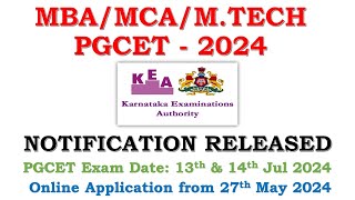 PGCET 2024  Notification  Online Application [upl. by Barker]