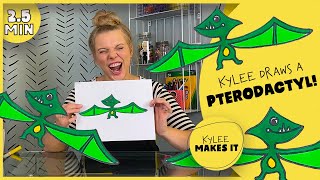 How to Draw a Pterodactyl  Kylee Draws a flying Pterodactyl Dinosaur  Easy Drawing Video for Kids [upl. by Asaeret]