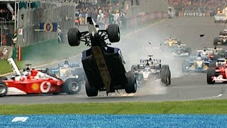 Ralf Schumacher Launches Over Rubens Barrichello  2002 Australian Grand Prix [upl. by Reldnahc]