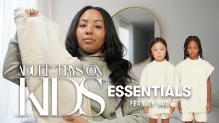 ADULT TRIES ON KIDS Fear of God Essentials  SIZING GUIDE [upl. by Sontich]