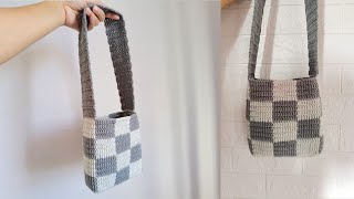 How to crochet checkered bag  pattern [upl. by Lewert]