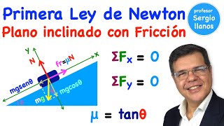 Primera Ley de Newton Plano Inclinado con Fricción [upl. by Dazhehs2]