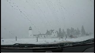 Driving in the blizzard Pemaquid Point Maine [upl. by Doran]