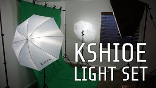 Review of Kshioe photography lighting set with umbrellas softboxes and backdrops [upl. by Anitra]