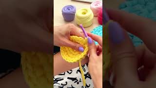 How to crochet drink coaster using Bobilon t shirt yarn [upl. by Rosenblum]