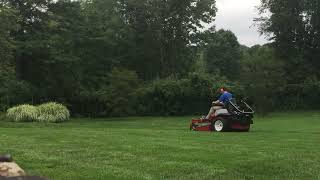 Exmark Lazer Z X series zero turn mower with ultra cut series 6 deck cutting action [upl. by Onaimad]