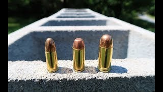 9mm vs 40 Cal vs 45 ACP  Cinder Block Test [upl. by Latsryk236]