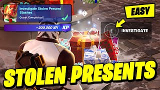 How to EASILY Investigate Stolen Present Stashes  Fortnite Winterfest Quest [upl. by Rafaelof832]