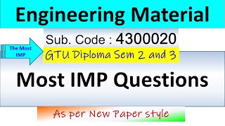 The Most Imp Questions  Engineering Material  GTU 4300020 [upl. by Miah]